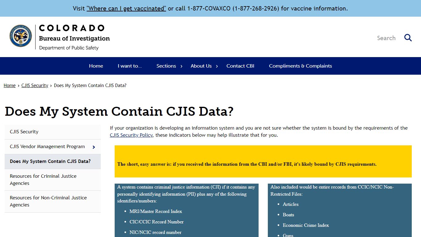 Does My System Contain CJIS Data? - Colorado
