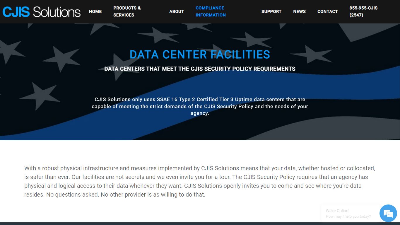 Data Center Facilities - Law Enforcement Data Compliance - CJIS Solutions